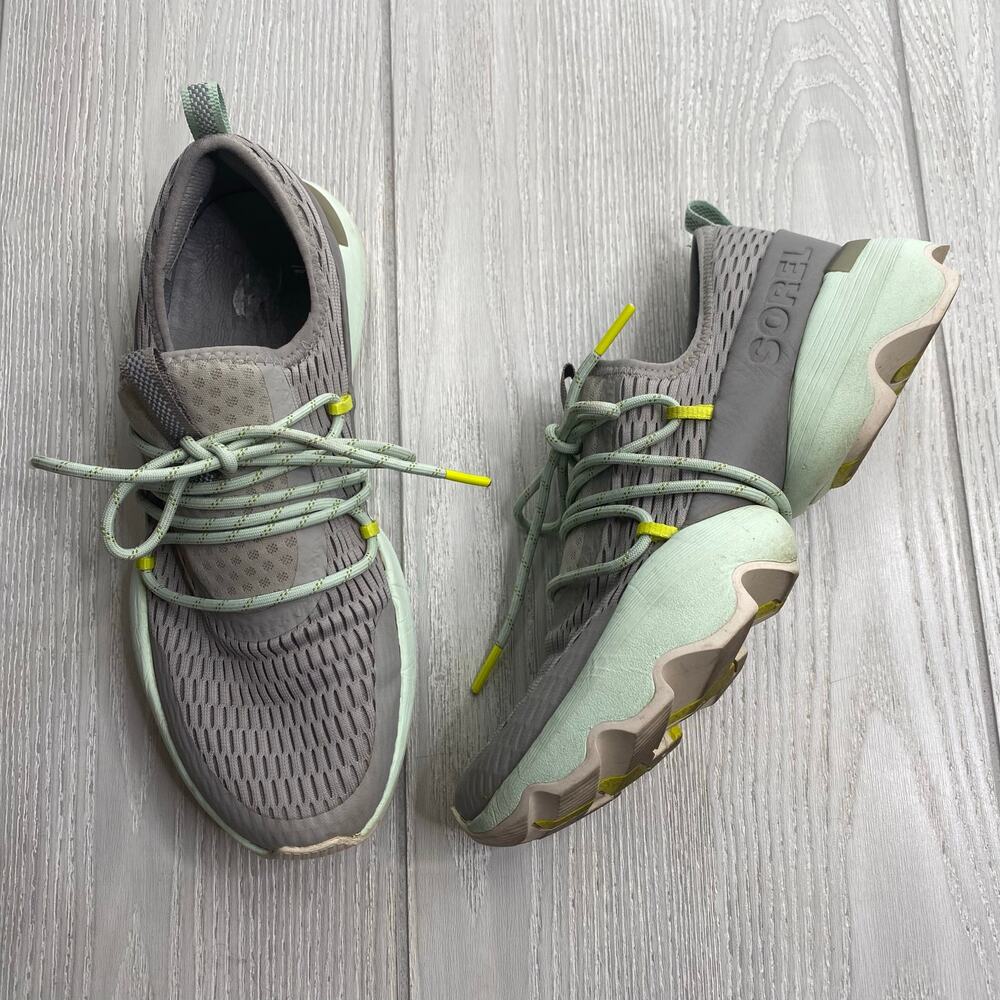 Sorel Women's Dove Gray Mint & Sea Salt Kinetic Impact Lace Up Sneakers Size 7.5